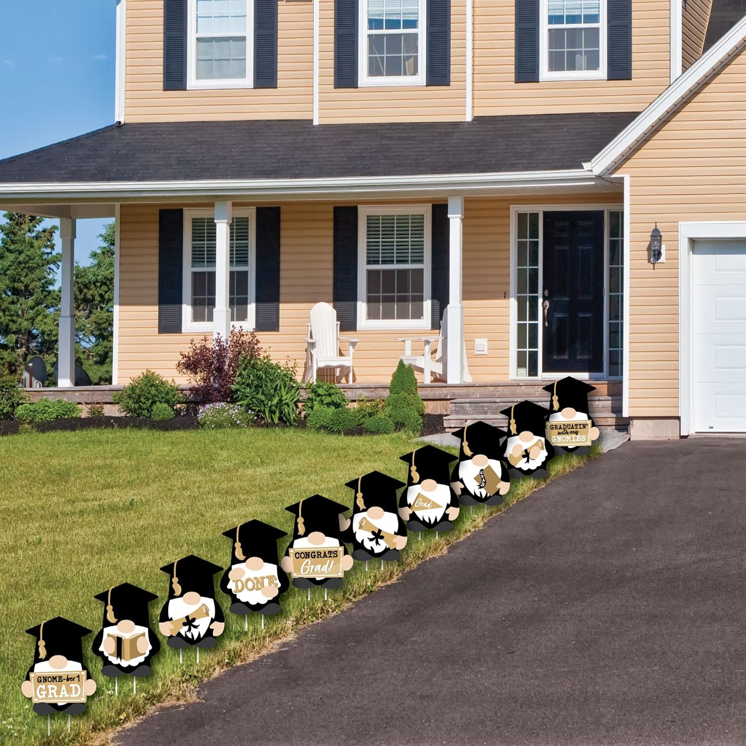 Big Dot of Happiness Grad Gnomes Graduation Lawn Decorations - 10 Piece