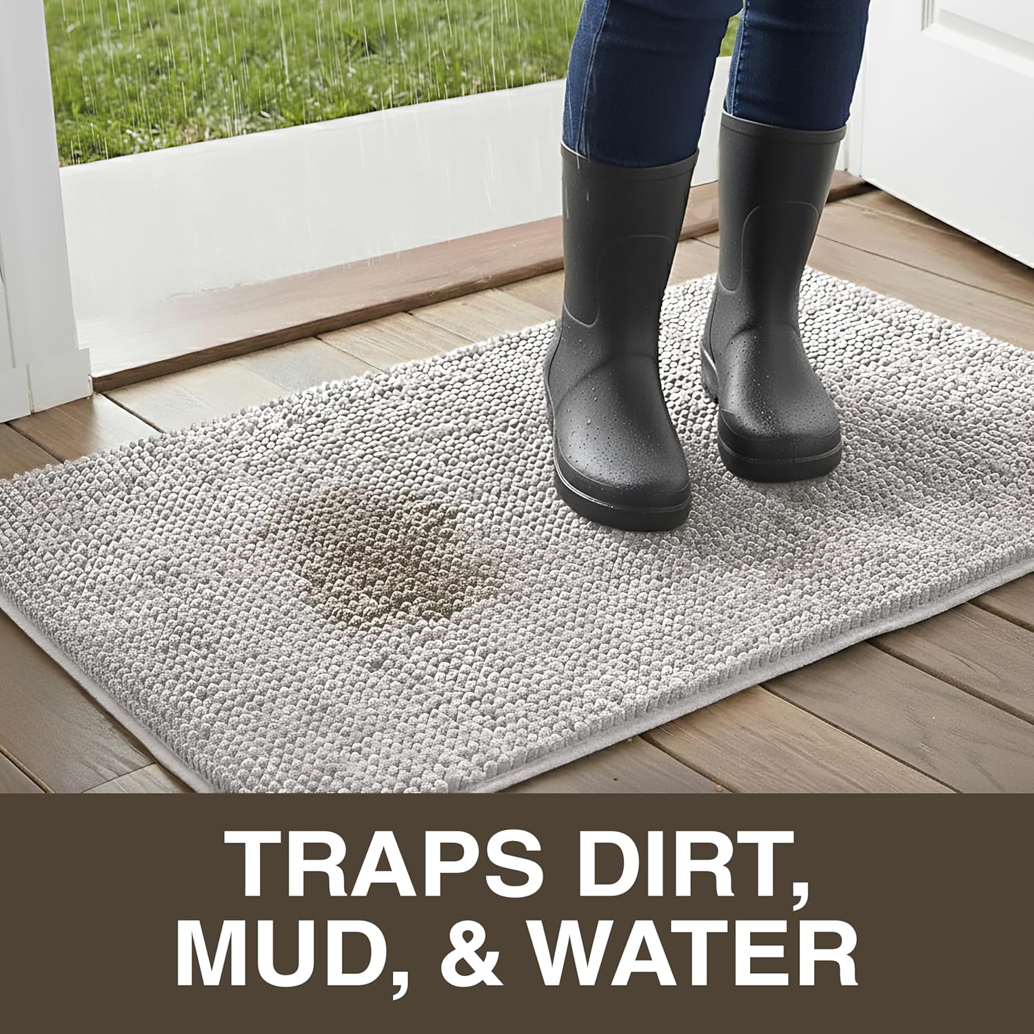 Neater Home Plush Bathroom Rugs 24x17 Thick Chenille Quick Dry Microfiber Absorbent Bath Mat, Soft Bath Rugs, Machine Washable Bathroom Floor Mat for Tub Shower Sink, Home Decor Accessories, Gray - Image 5