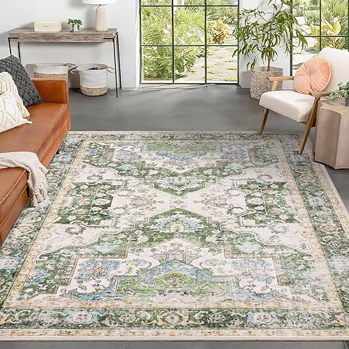 Miniatura 2 de Alfombras de área de 5 x 7 pies para sala de estar, lavable y resistente a las manchas, alfombra con respaldo antideslizante, alfombra de comedor