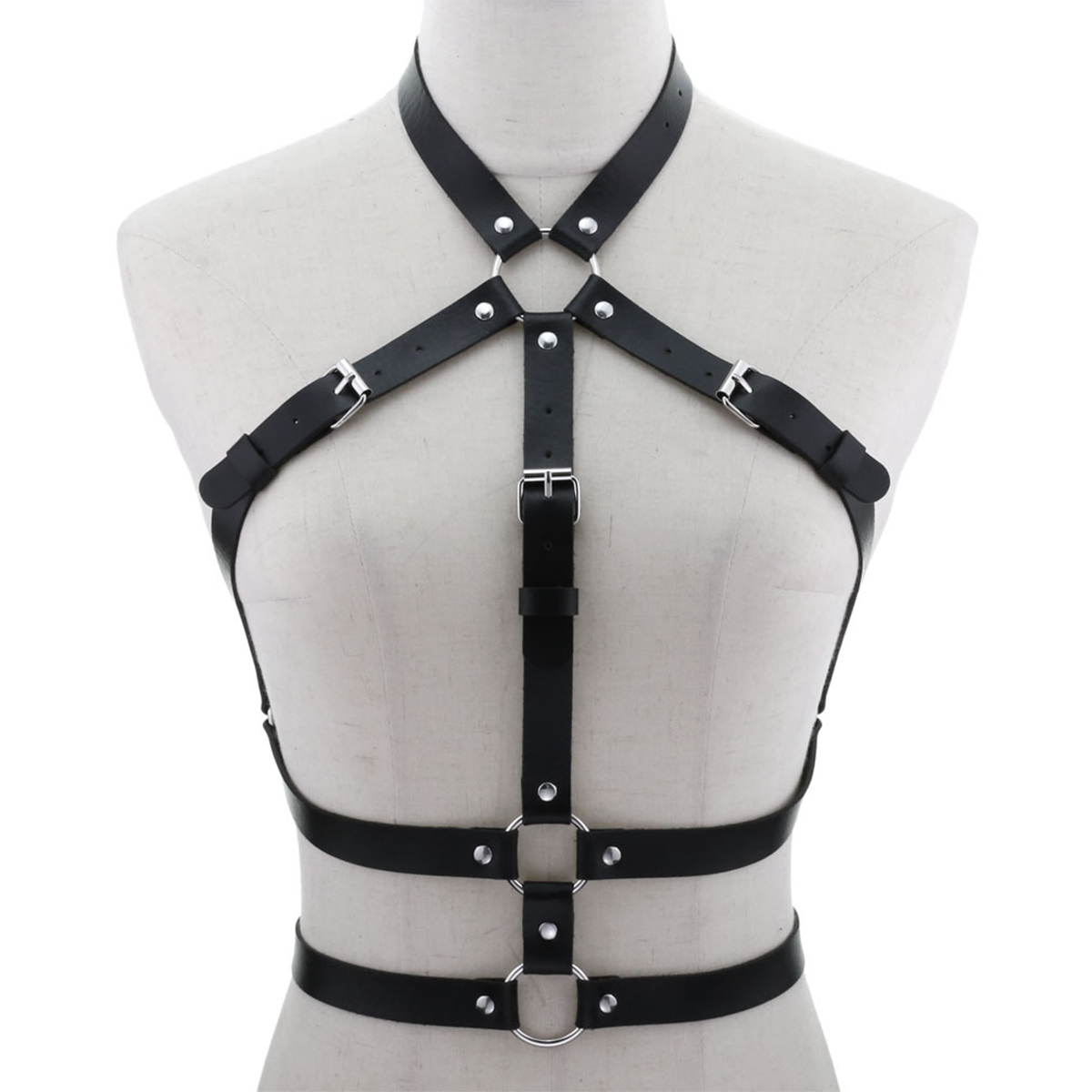 Sleek Black Leather Harness Belt Black Harness Belt - Sidnaw Company main image 4