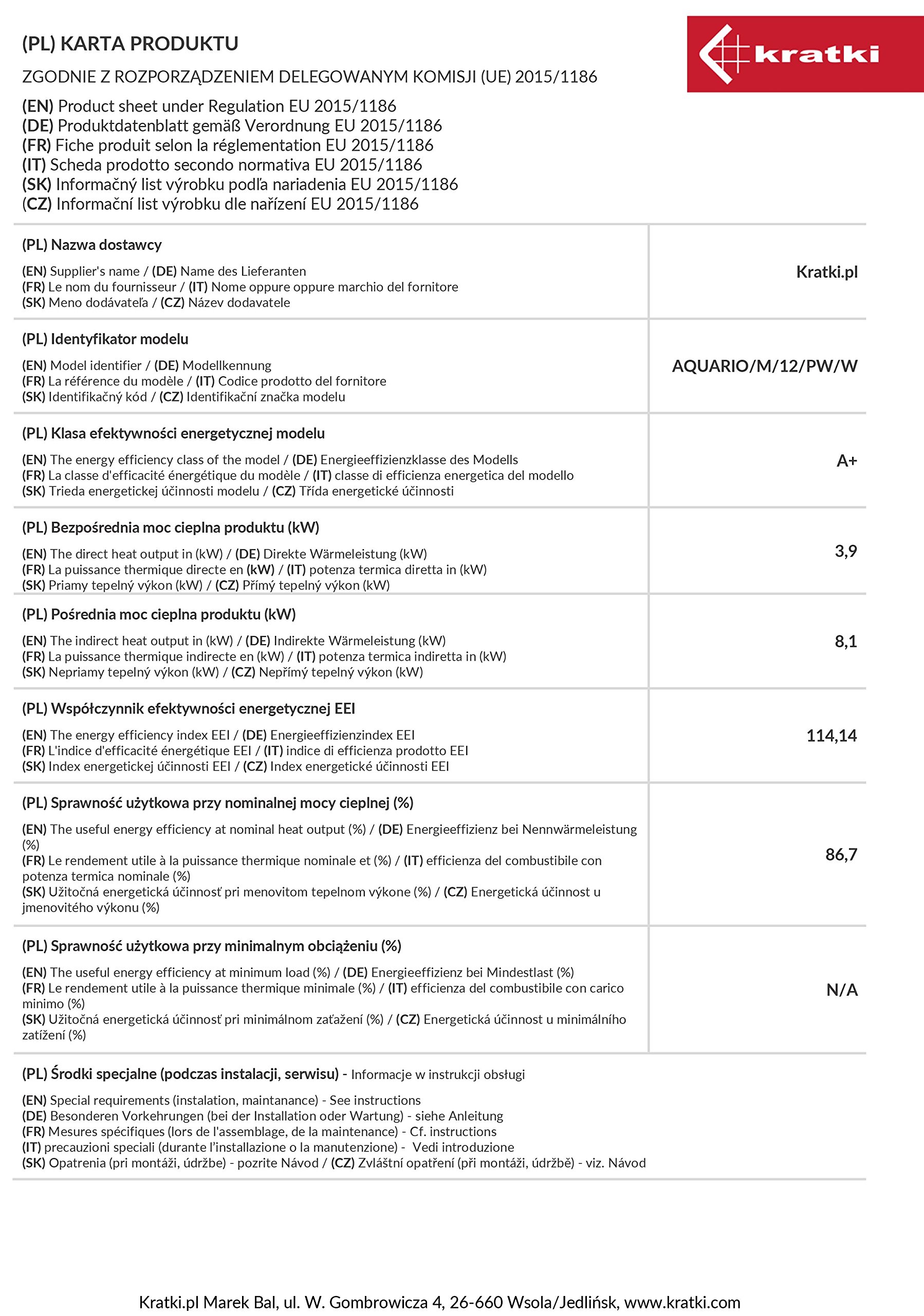 Kratki Aquario M12 wasserführender Kamineinsatz 8,1 kW Heizkassette externe Luftzufuhr BImSchV Stufe 1 & 2