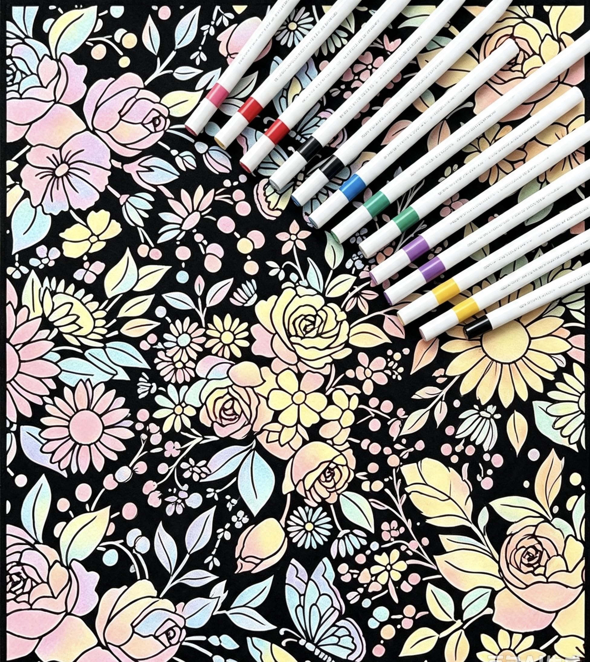 DIY Coloring Blanket with12 Markers ， Washable Color Your Own Blanket with Cozy Velvet Back，Suitable for All Ages，Fun Creative Set for Everyday Use & Home Decor (Flowers-G)