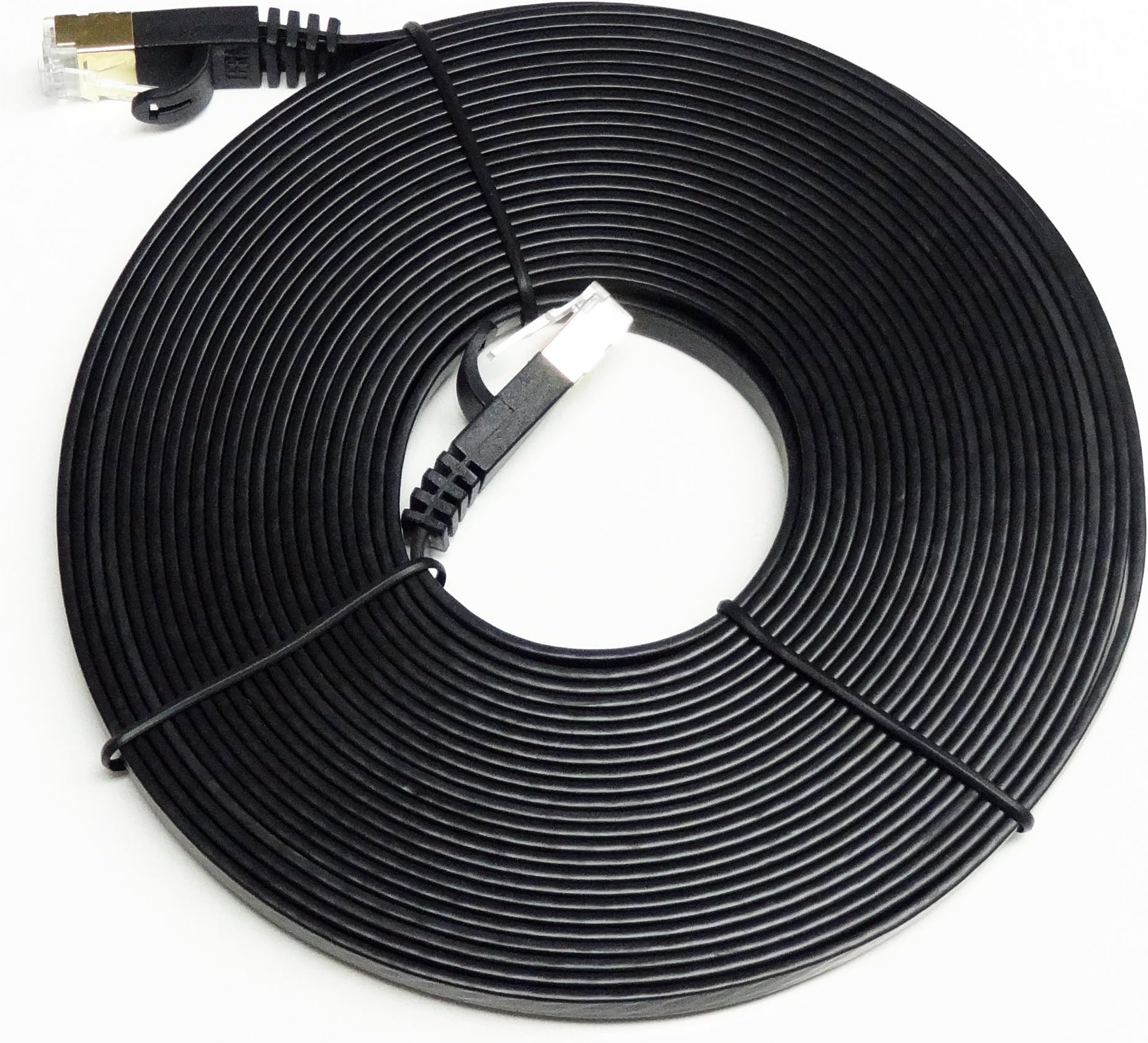 Tera Grand - Premium Shielded CAT-7 10 Gigabit Ethernet Ultra Flat Patch Cable, Black 25 Feet