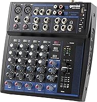 GeminiSound GEM-08USB 8-Channel Bluetooth Audio Mixer with USB Playback, Dual Phantom Power, FX, EQ - Compact for DJ, Podcast, Live Sound