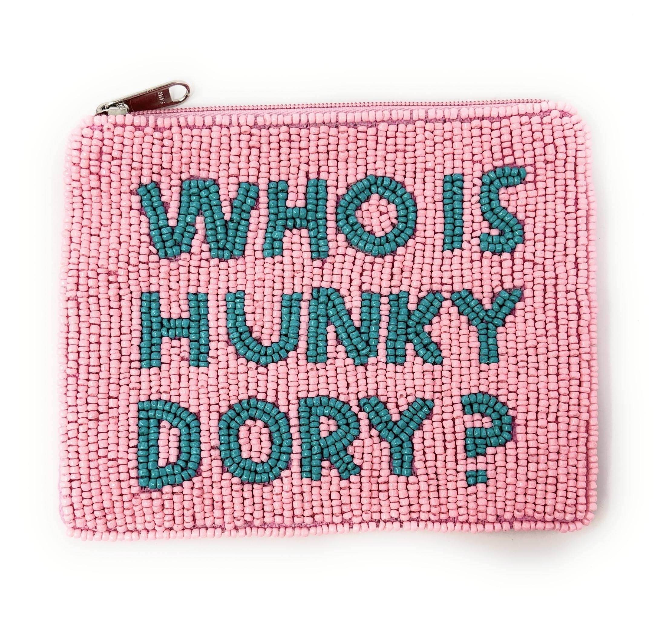 WHO IS HUNKY DORY Beaded Coin Purse RHOBH Gifts Pink Beaded Wallet Preppy Beaded Bag The Real Housewives Gifts Beaded Purse Pouch