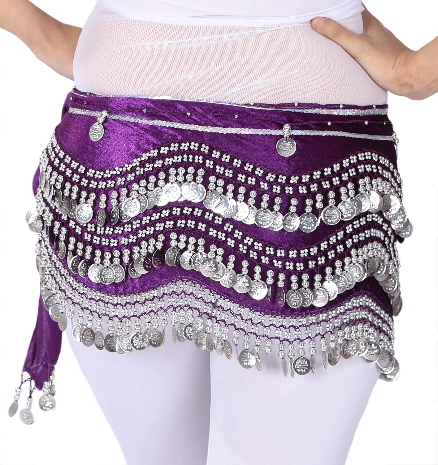 Lauthen.S 248 Coins Belly Dance Hip Scarf Tribal Belt Halloween Gypsy Costume Accessory - Image 4
