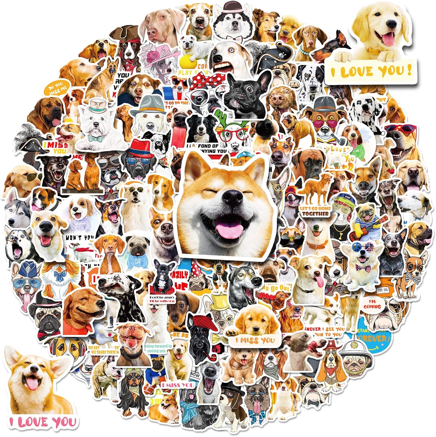 LIFEBE 150 PCS Cute Dog Stickers,Funny Dog Stickers for