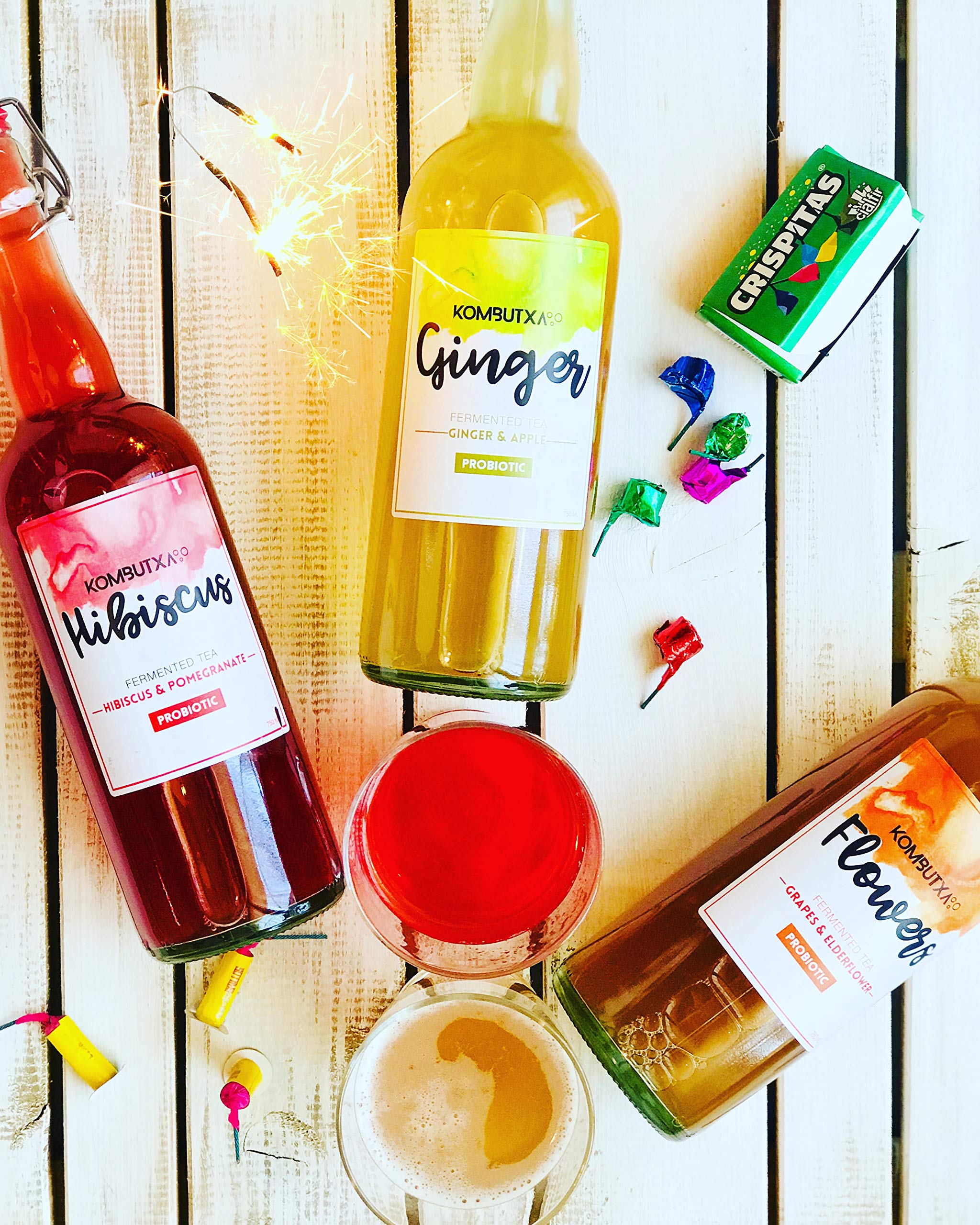 KOMBUTXA BEBIDA TE KOMBUCHA ORGANICA - Confezione da 6ud di 750ml | Sapore Ibisco e Melograno 3ud e Zenzero e mela 3ud | Bevanda Energetica al Tè Fermentato Biologico | Senza Zuccheri Aggiunti
