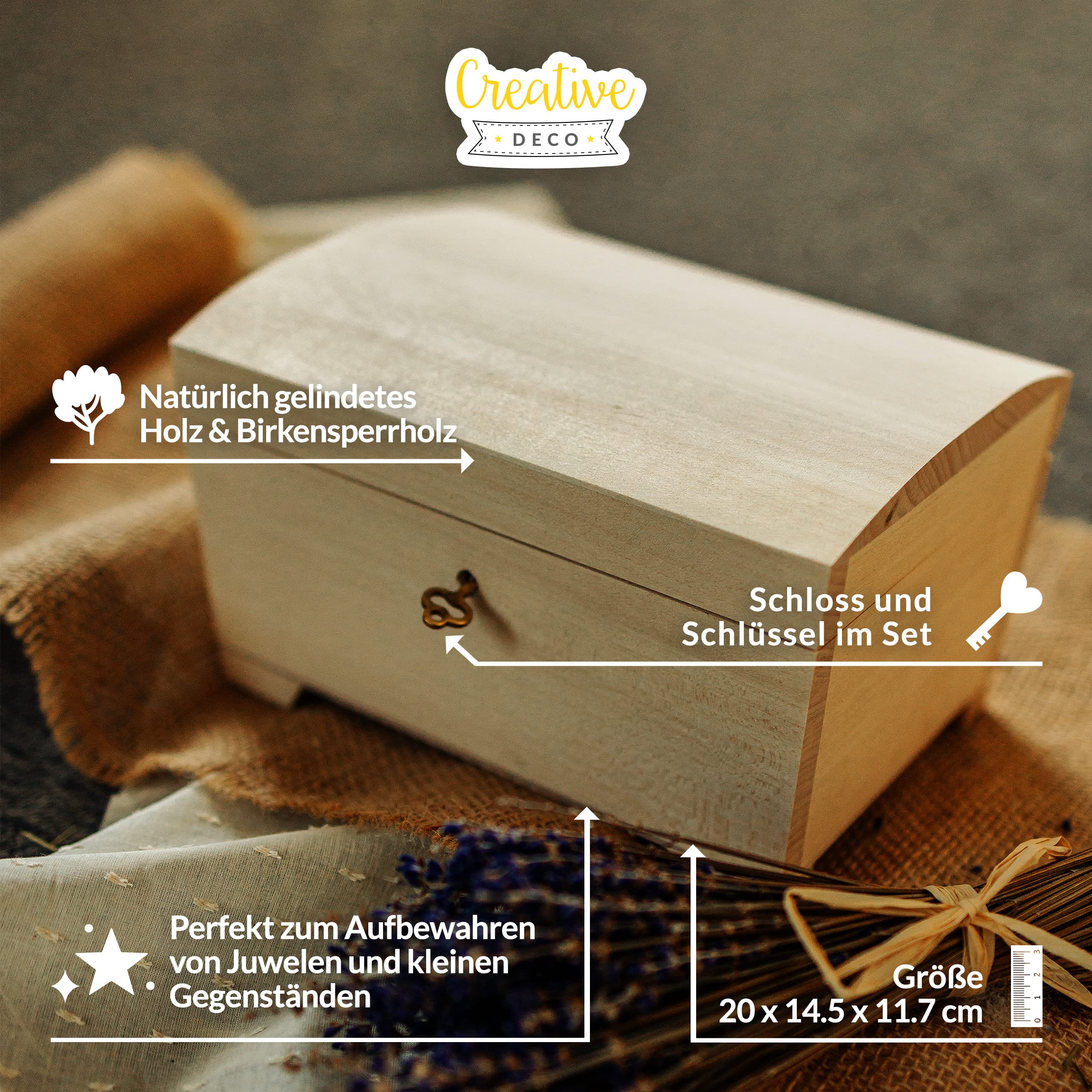 Coco Berming Schatztruhe Holz Mit Zahlenschloss - 27x24x10cm Vintage Dekoration