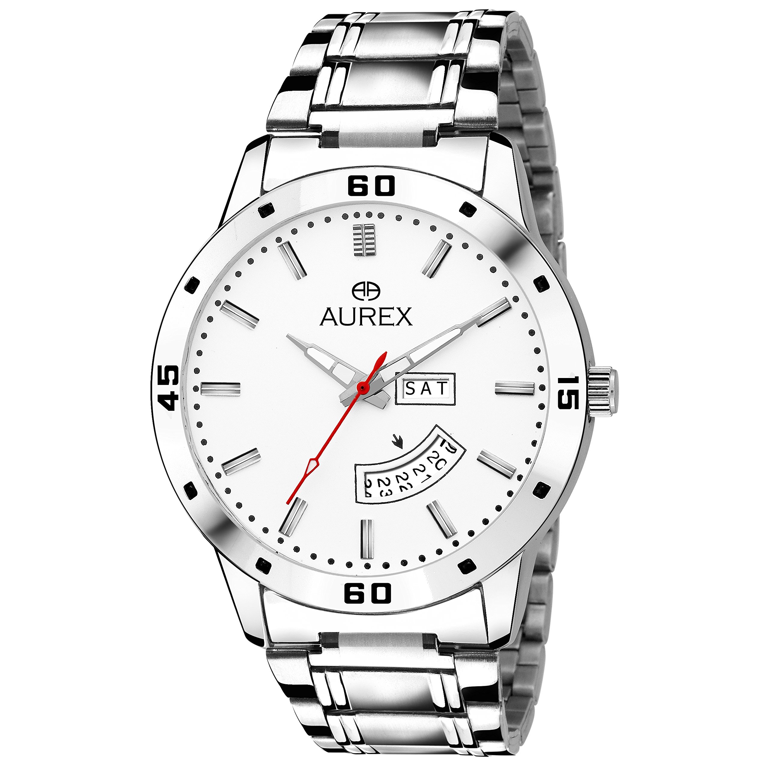 AUREX Analog White Dial Day and Date Functioning Mens and Boys Watch (AX-GR110-WHC) (B07CNXD9WP) Amazon Price History, Amazon Price Tracker