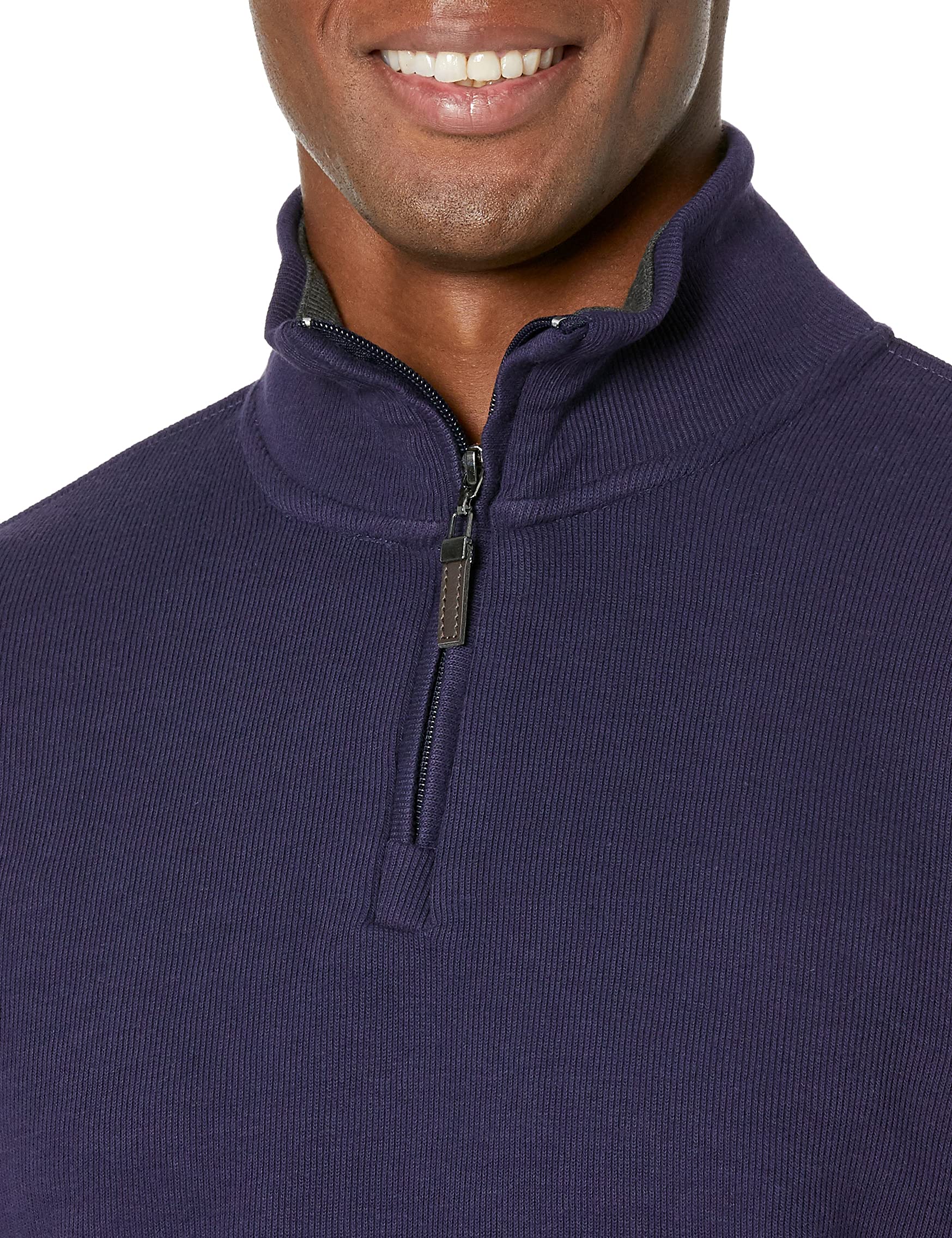 Amazon Essentials Maglione a Coste Francesi con Zip Corta Uomo