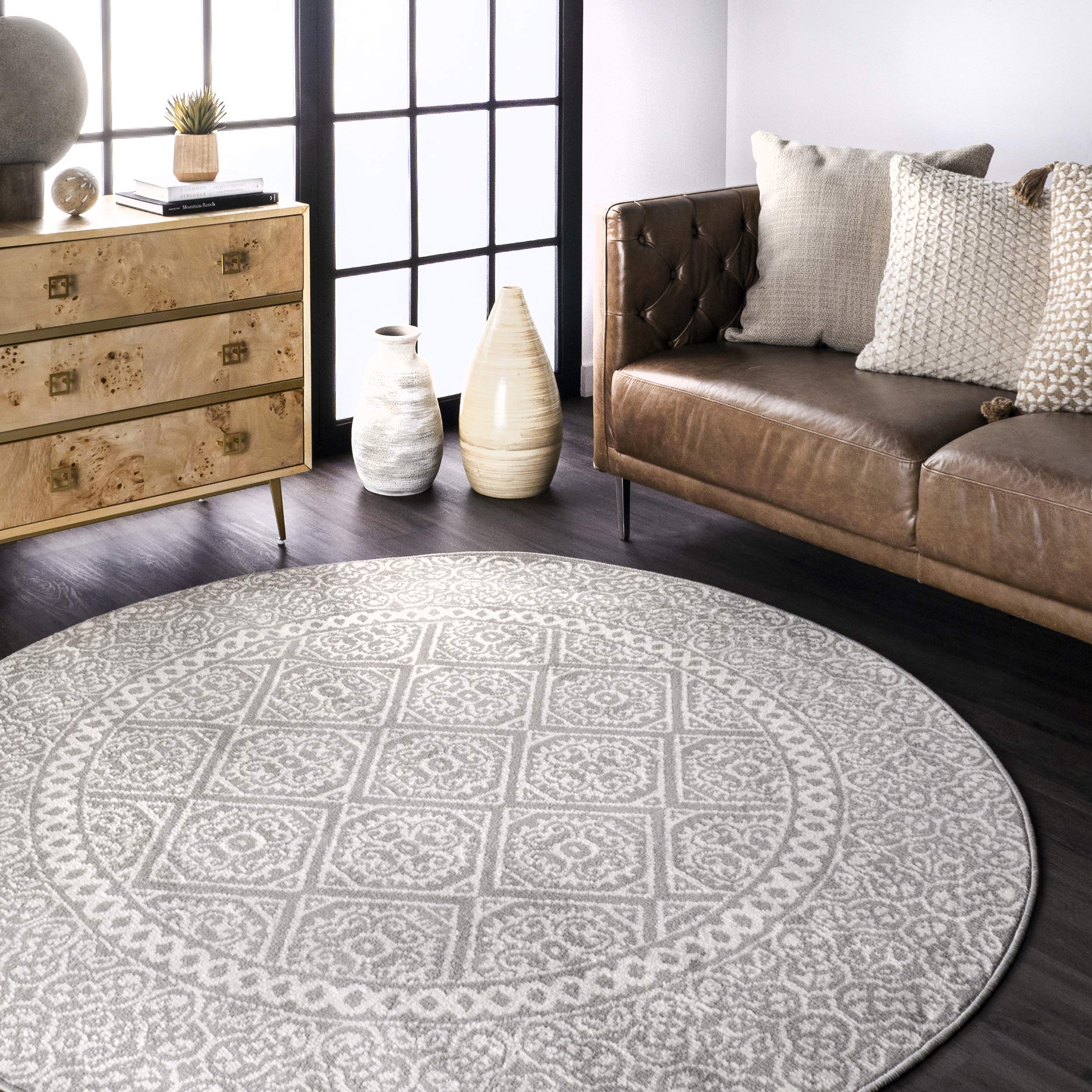 nuLOOM Floral Jeanette Area Rug, 8' x 10' Oval, Grey