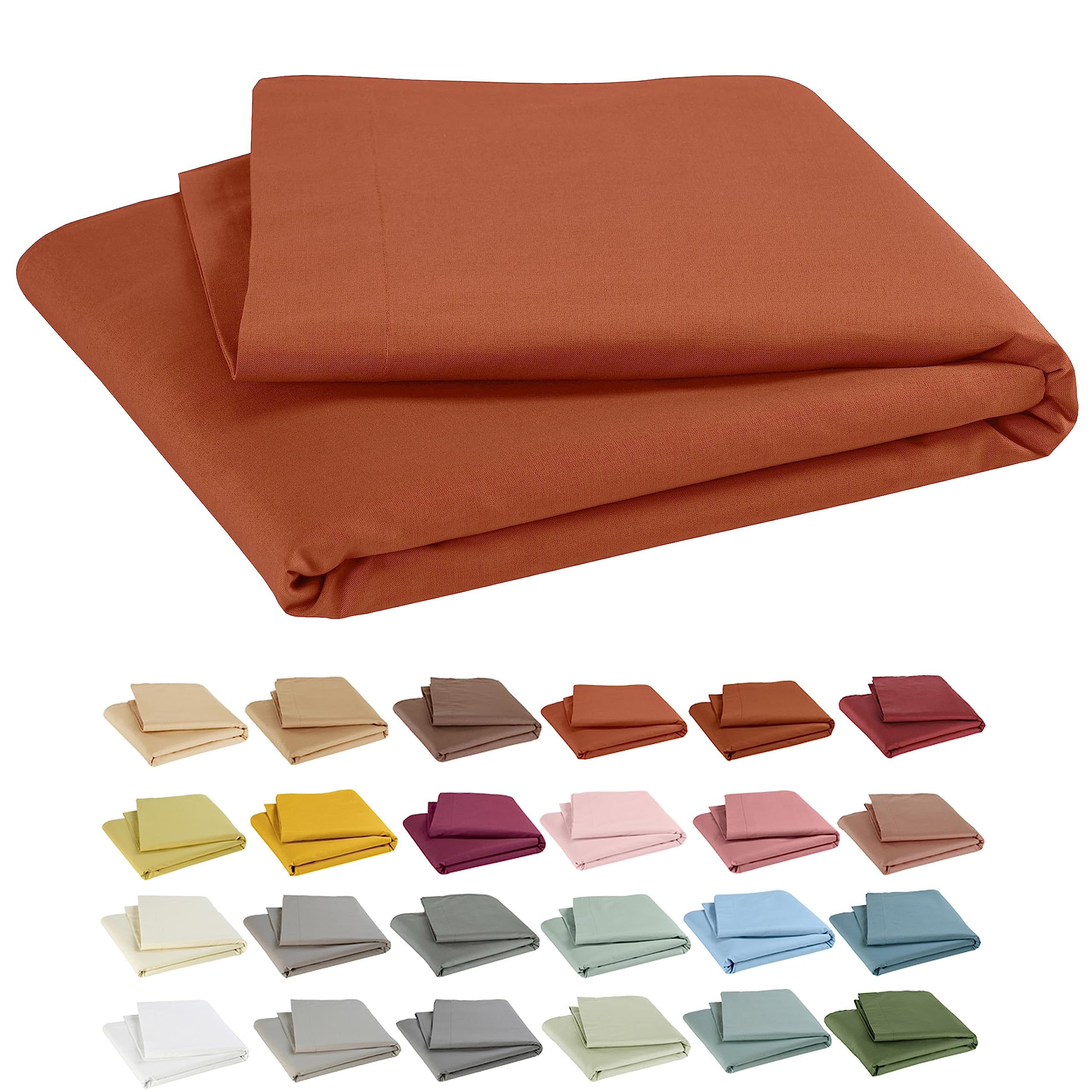 Drap plat bébé 120x180 cm P'tit Basile en coton bio rouge brique pour lit enfant