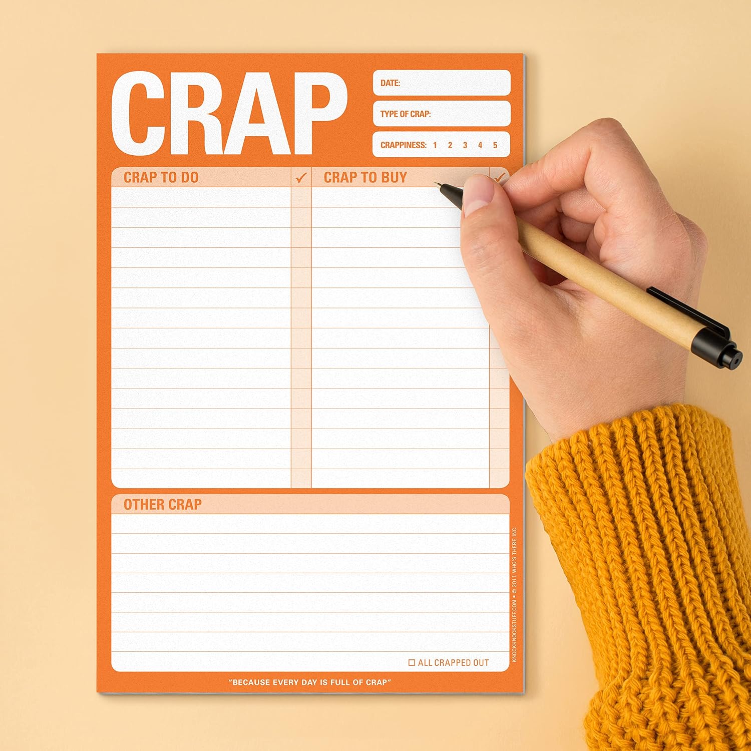 Knock Knock Crap Pad, To Do List Note Pad, 6 x 9-inches