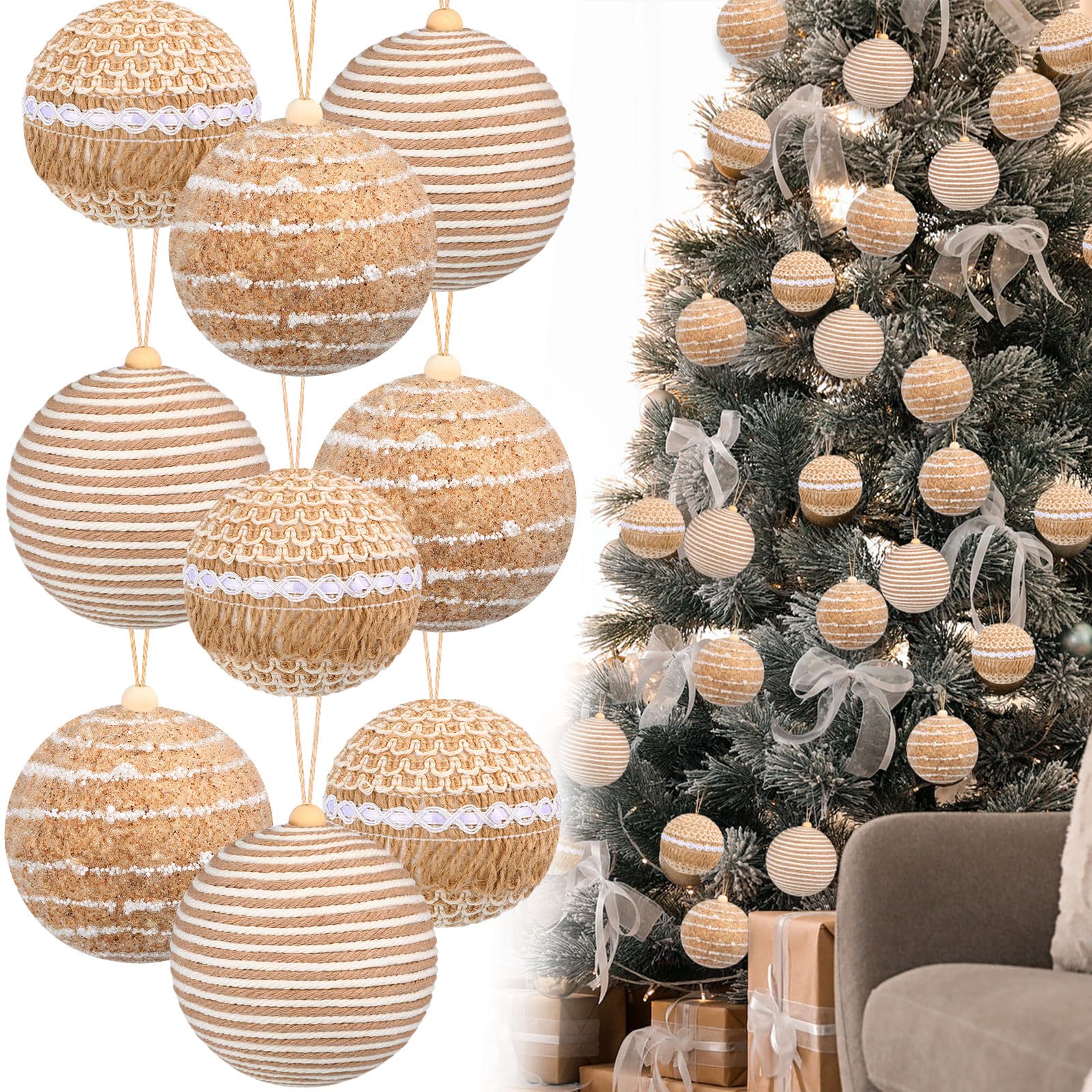 Boules de Noël en toile de jute de qualité supérieure décoration Hungdao