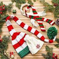 Vista 6 de Paquete de 4 unidades de ropa de muñeca de Navidad, mini muñeco de nieve, bufanda, sombrero de punto de Papá Noel, bufanda de árbol de Navidad