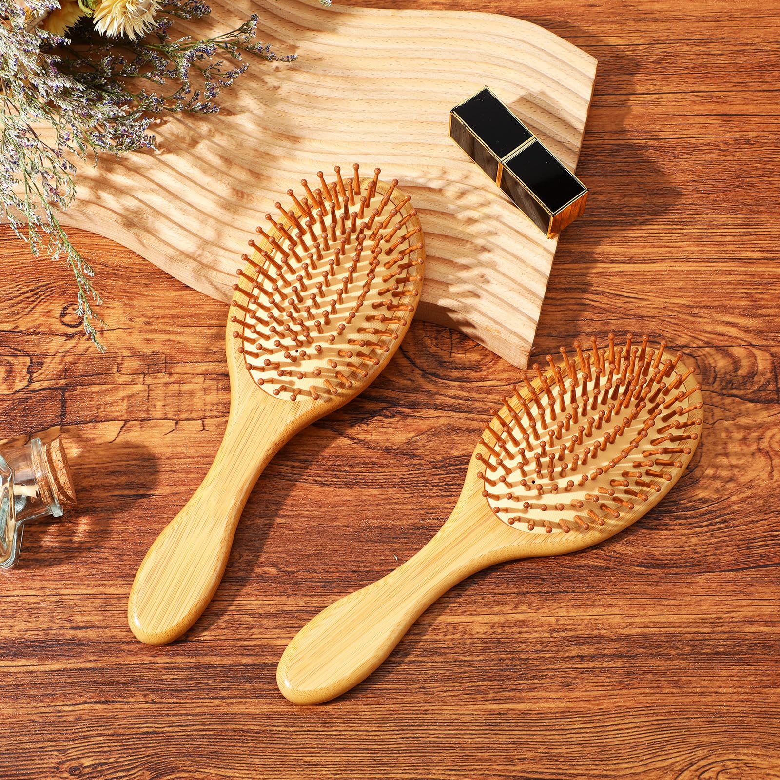 10-Piece Bamboo Hair Brush Set with Ball-Tipped Bristles