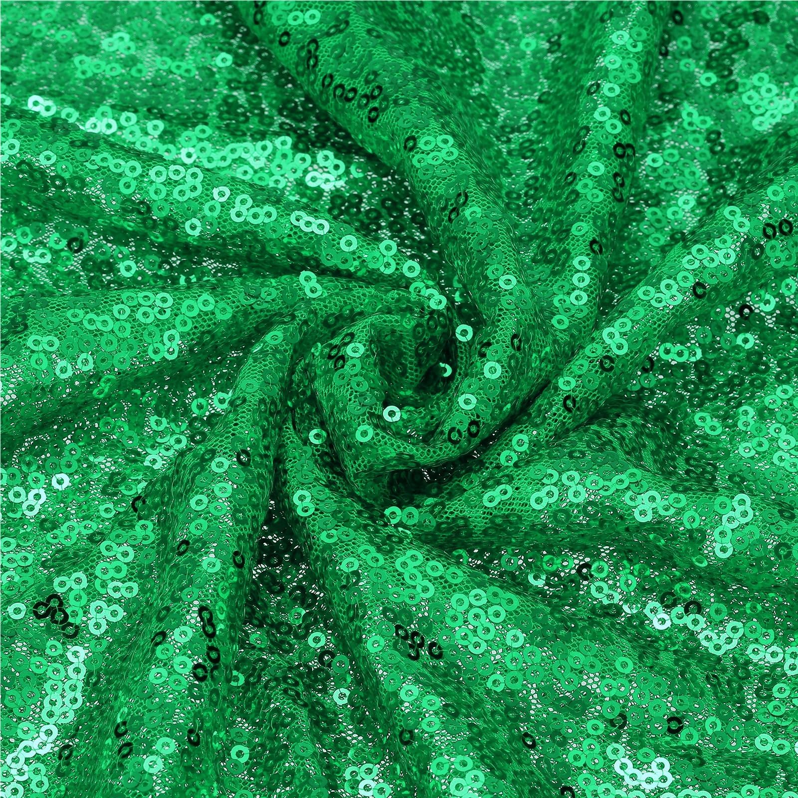 sourcing map Green Sequin Fabric, by The Yard, 1 Yard Length 4.3ft Wide Sequin Velvet Fabric Shiny Sparkly Cloth for DIY Sewing, Dress, Backdrop, Tablecloth, Table Runner
