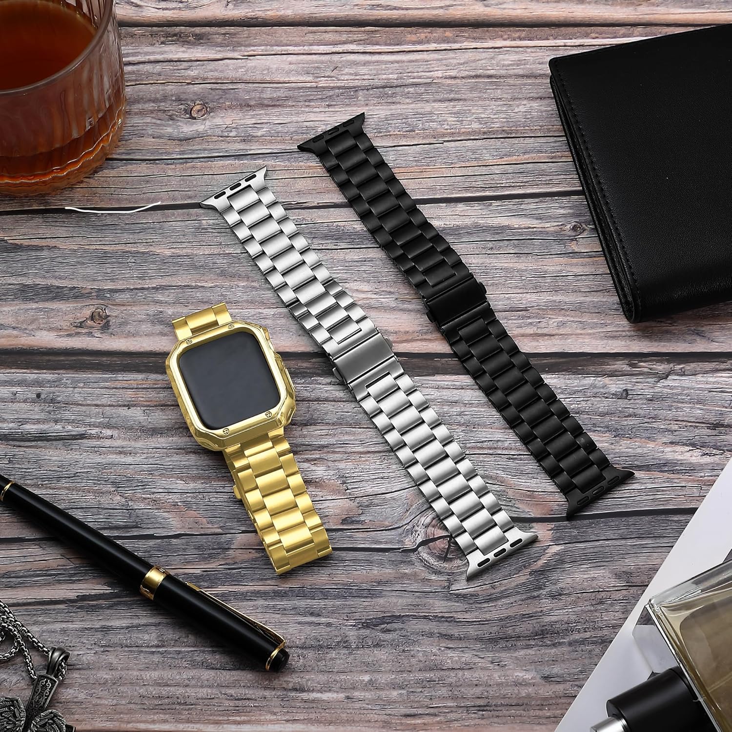 Compatible with Apple Watch Band 45mm 44mm 42mm 41mm 40mm 38mm,Stainless Steel Metal iWatch Band with TPU Case for Apple Watch Series 9 8 7 6 5 4 3 2 1 SE SE2 Men and Women - Image 7