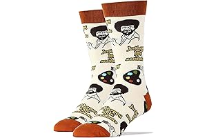 Artfully Crafted Stocking Stuffers: Men's Bob Ross Novelty Crew Socks
