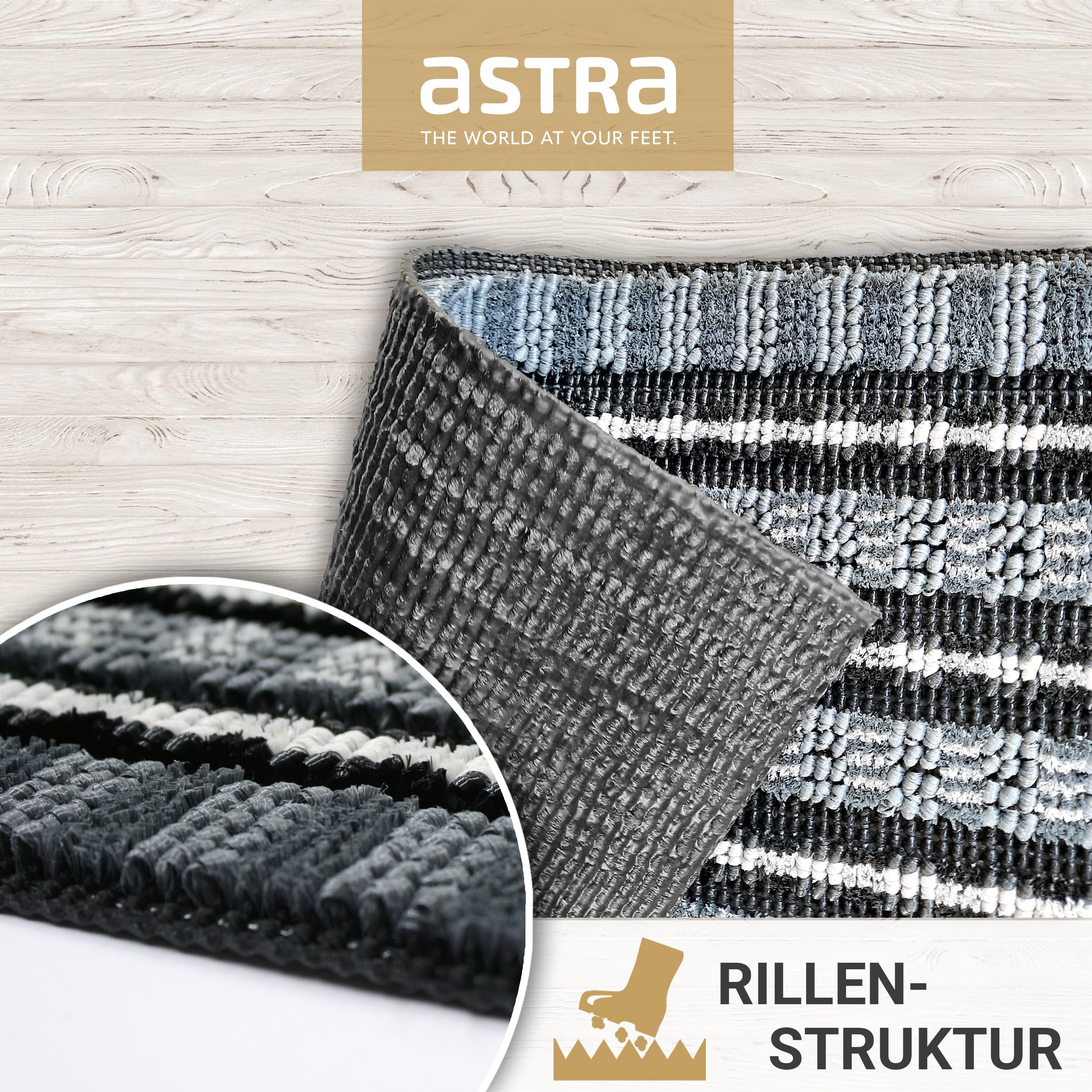 Brush-Effekt Fußmatte Außen - Schwarz / Silber 2er Set 40x60cm rechteckig