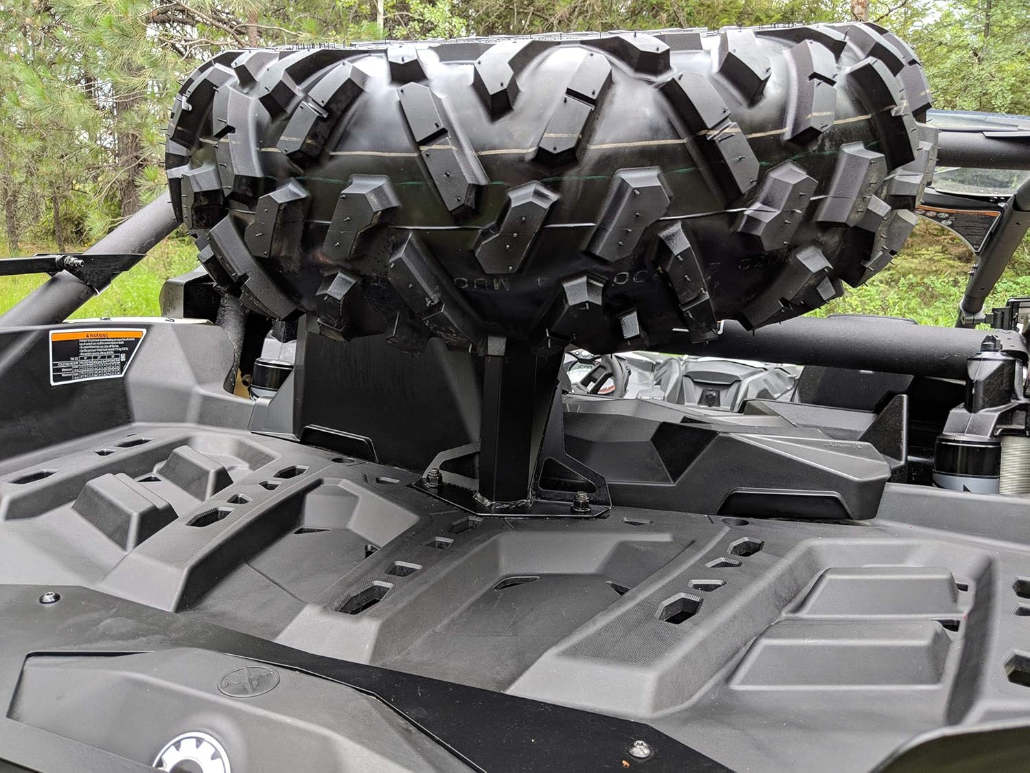 Precursor Bot-On Spare Tire Carrier for Can-Am Maverick X3 2-Seater and X3 Max 4-Seater - Black Square Steel Tubing - 4 Lug Nuts Included -Fit up to a 32" Tire