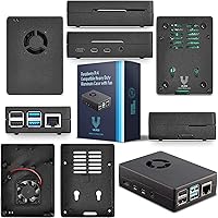 Vista 3 de Vilros Raspberry Pi 4 Kit básico de inicio de 4 GB con carcasa de aleación de aluminio resistente refrigerada por ventilador