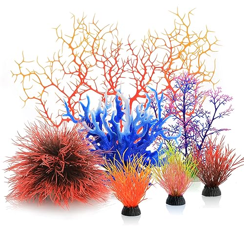 MyLifeUNIT Aquarium Plants, 7 Pack Artificial Coral Ornament for Fish