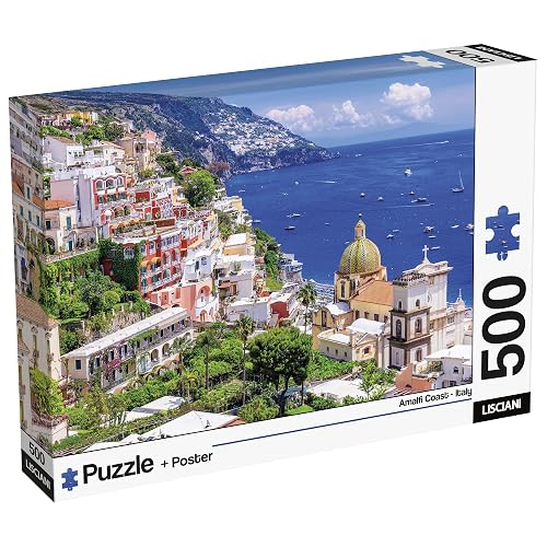 Lisciani - Puzzle Costa Amalfitana 500 Piezas Super Shine Adultos Desde 14 Años - Póster Incluido