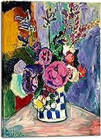 WiecoArt Henri Matisse 'Still Life of Peonies in a Vase' 1907 Canvas Wall Art Print, 12x16 Inch Stretched for Home Office Decor