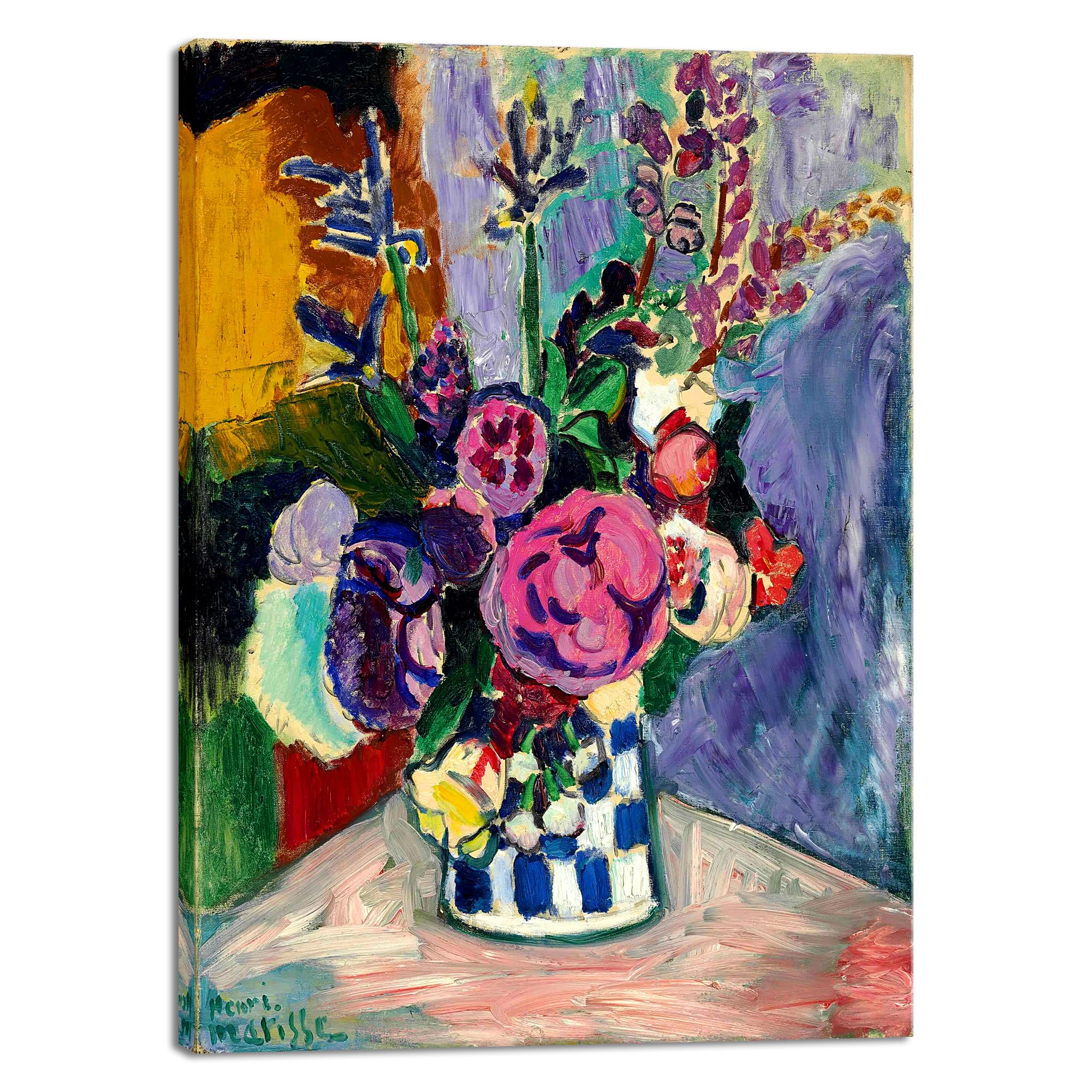 Wieco Art Canvas Prints Wall Art Still Life of Peonies in a Vase 1907 by Henri Matisse Abstract Canvas Art Print for Wall Decor and Home Office Decorations
