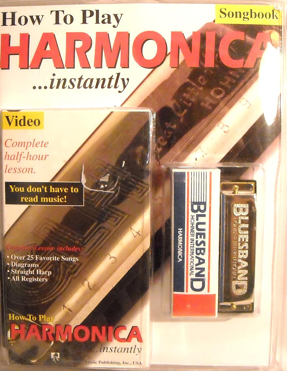 How To Play Harmonica... Book, VHS video & Harmonica