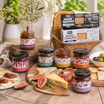Chutneys Gift Set - x6 Mini Chutney Selection and Crackers Gift Set