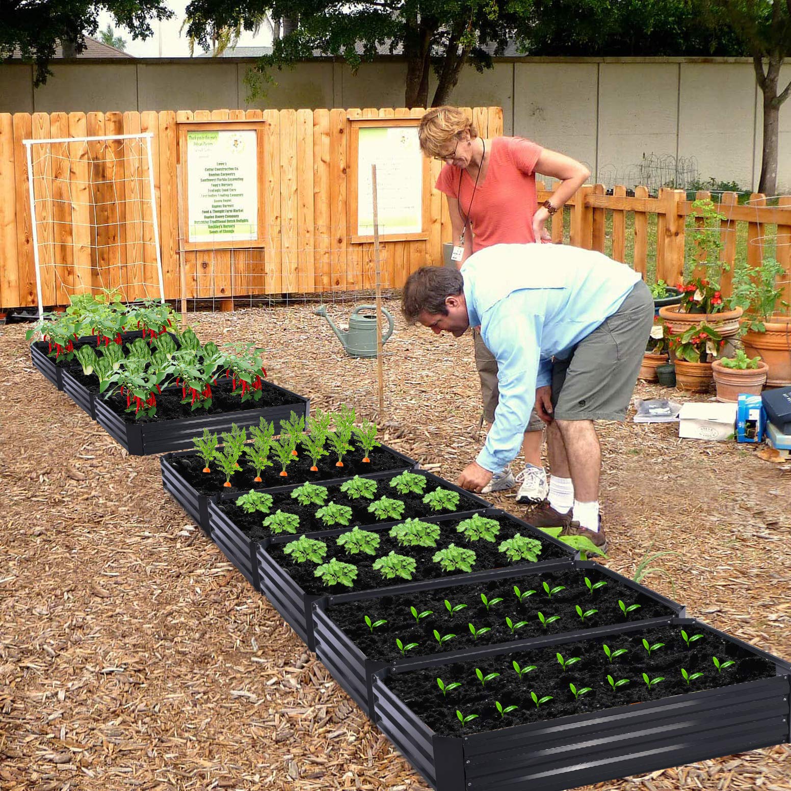 Lot de 2 jardinières surélevées en métal (120 x 90 cm) - Jardinière surélevée pour l'extérieur - Parfait pour les légumes, les fleurs, les herbes, les plantes