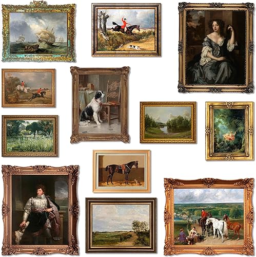 LANCHI95 12 piezas de decoración de pared victoriana vintage, decoración de pared clásica maximalista, impresiones artísticas vintage de coqueta,