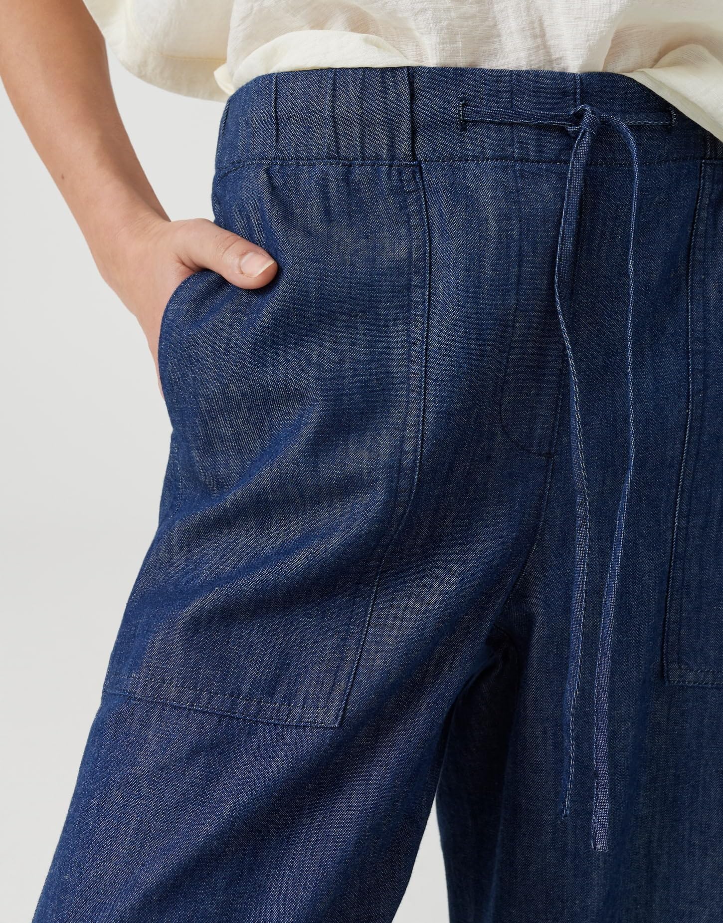OPUS Damen Wide Leg Pants | MELANE LINE Wide Leg Pants aus Chambray in Denim Optik