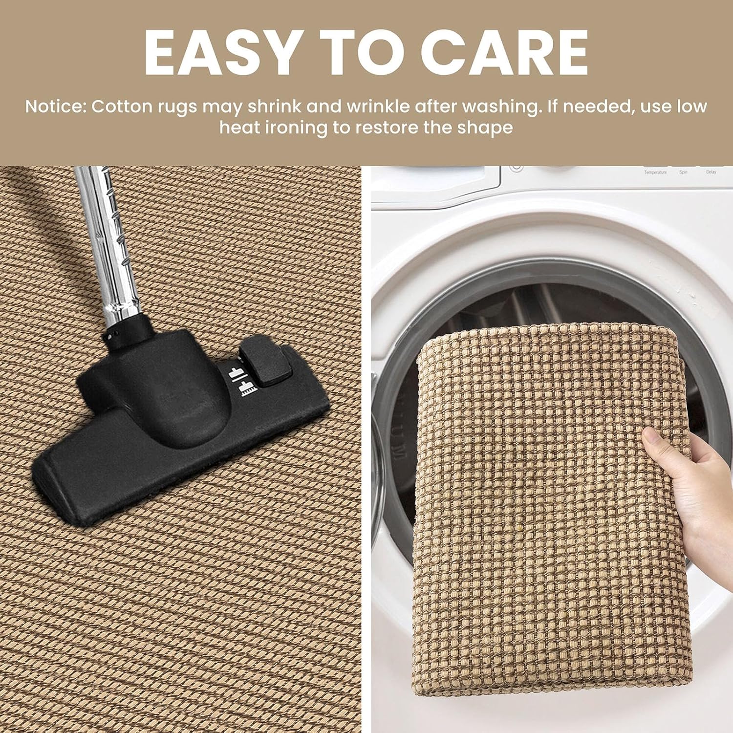 IOHOUZE Washable Runner Rug 3x10 Non Slip Rubber Backed Long Hallway Runner Entryway Runner Indoor, Kitchen Rugs Woven Cotton Floor Carpet for Hall Entrance, Orange/Tan/Brown - Image 4