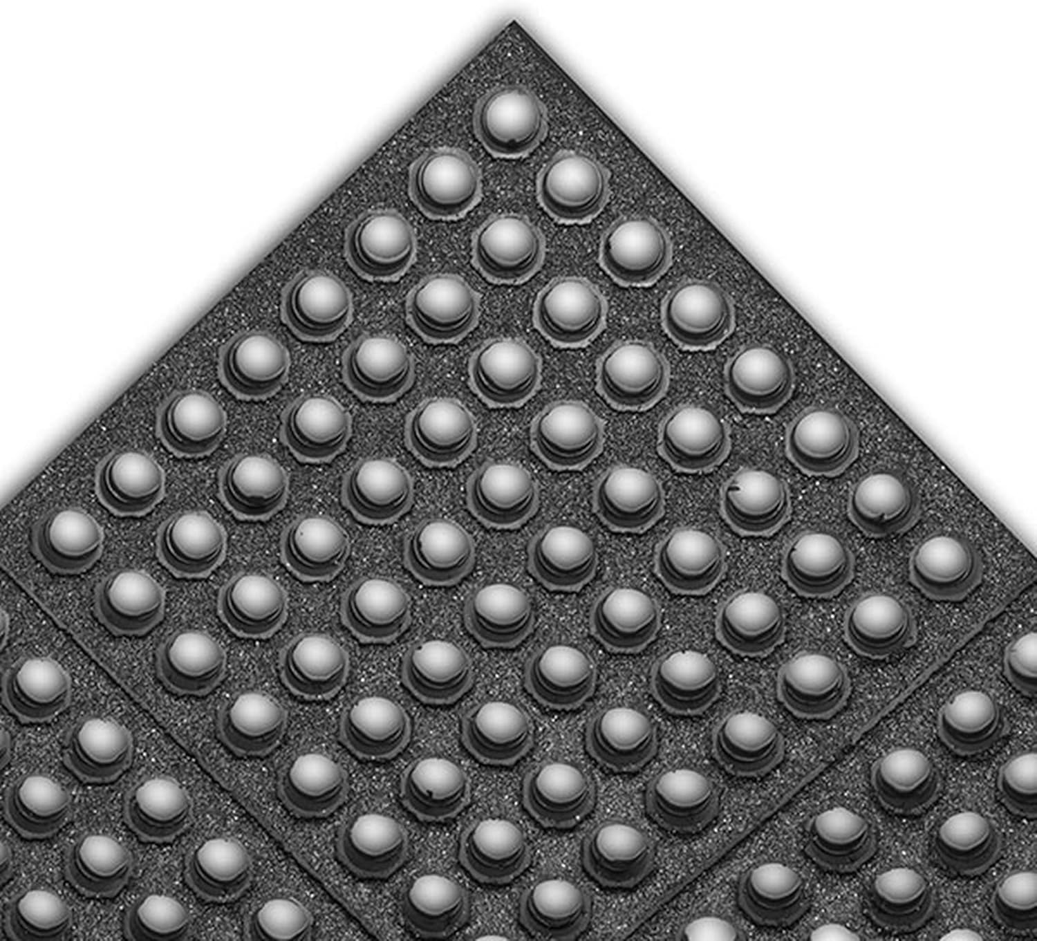NoTrax Niru Cushion-Ease® GSII™ 3' x 3' Rubber Drainage Mat, Interlocking Design with Ergonomic Support, Ultimate Heavy-Duty and Grease-Resistant, Anti-Fatigue, Non-Slip Surface, Black, 850S0033BL