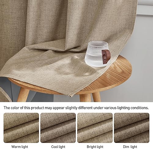 Miniatura 6 de StangH Cortinas de lino natural 100% opacas de 84 pulgadas de largo, con aislamiento térmico, cortinas y cortinas para dormitorio, pestañas