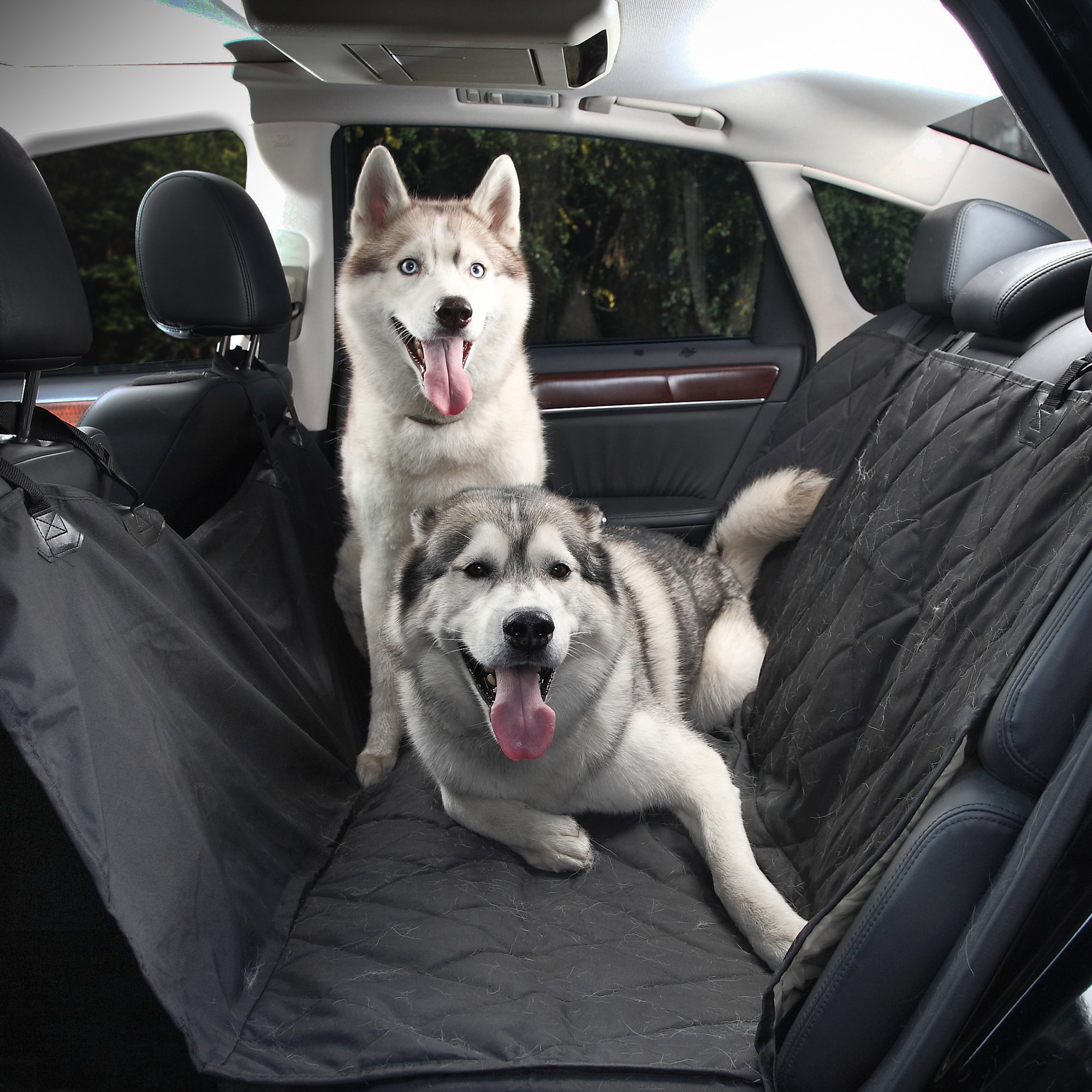 PetGoodsPro Car Dog Seat Cover – Non-Slip Waterproof Cover for All Types of Vehicles with Seat Anchors and Side Flaps – Protection from Fur and Dirt – Machine Washable