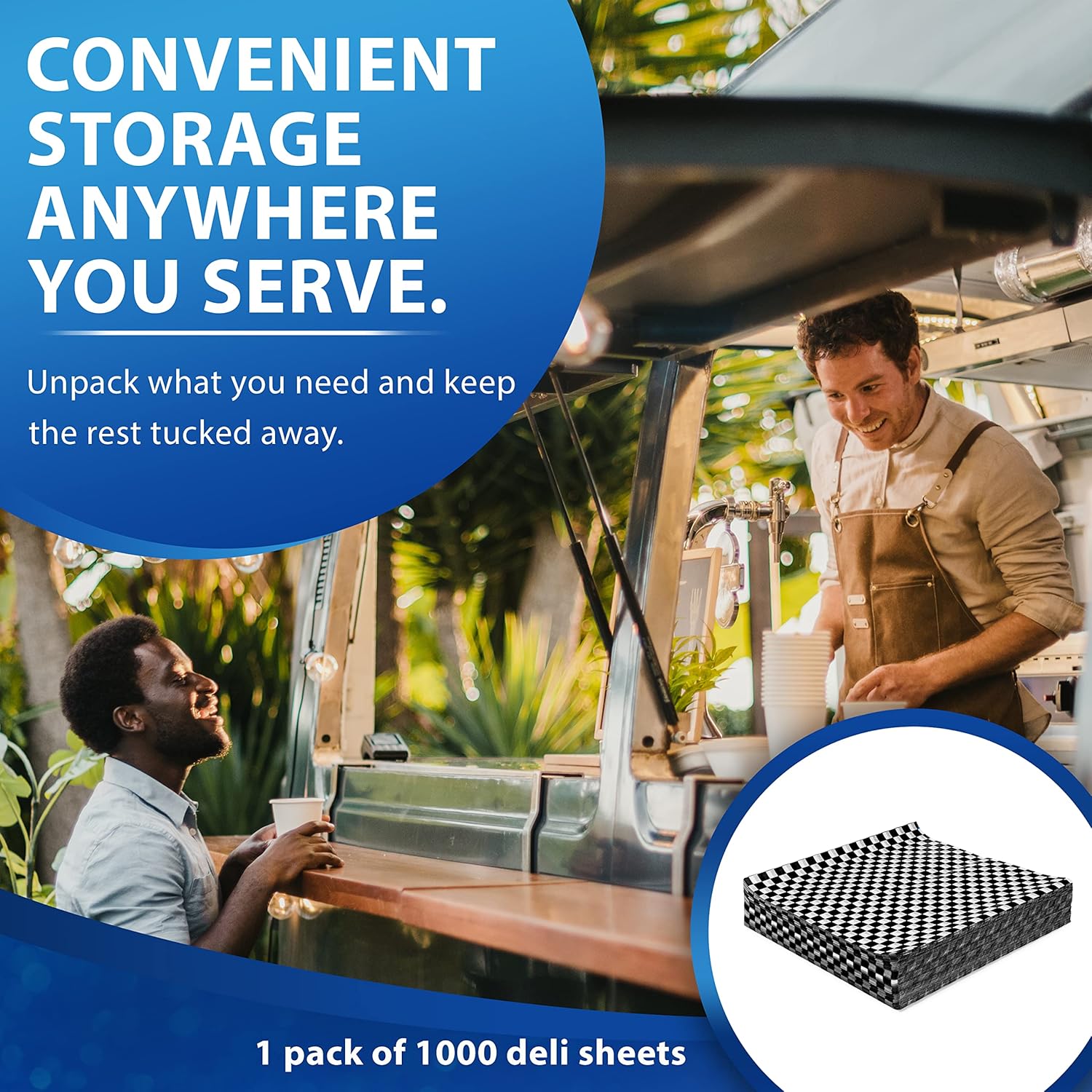 Paterson Paper 1000 Count PFAS-Free Black Checkers Grease-Resistant Food-Safe Deli Sandwich Wrap Paper Sheets/Basket Liners (Pack of 1000)