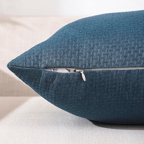 Miniatura 4 de Jepeak Paquete de 2 fundas de almohada tejidas con textura de 22 x 22 pulgadas, fundas de cojín de lino suave, fundas de almohada decorativas de