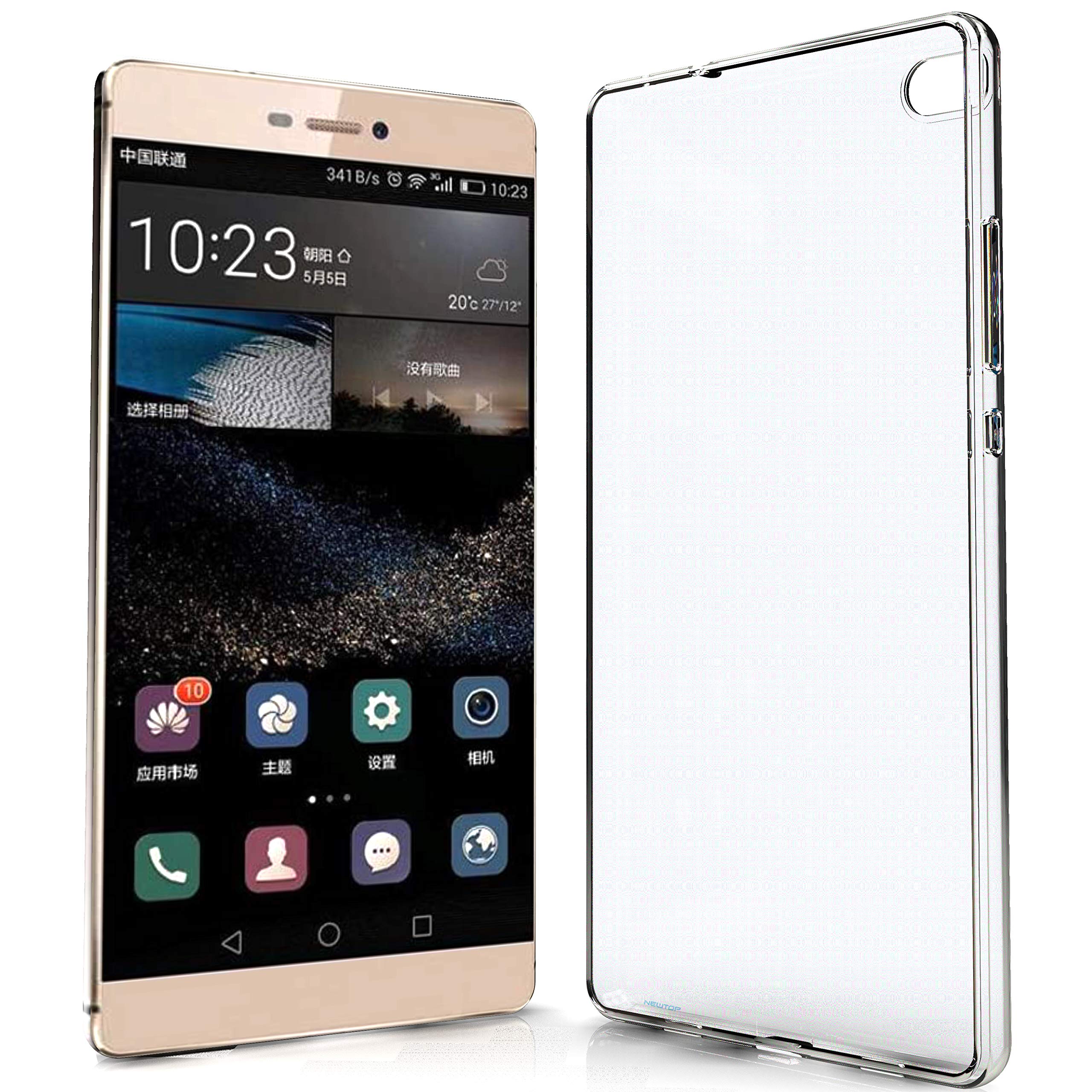 Cover Trasparente Per Huawei P8 - Silicone TPU Morbido Con Stampa Funghi, Farfalla, Luna - Antigraffio E Antiurto, Sottile E Leggera - 2