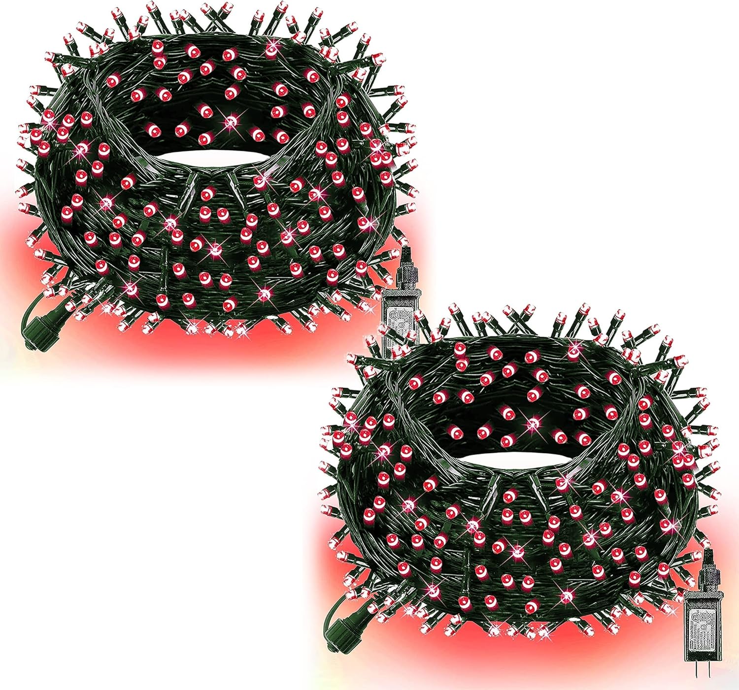 Dazzle Bright Christmas String Lights, 132FT 400 LED Connectable Green Wire 8 Modes String Lights, Waterproof Christmas Lights for Indoor Outdoor Patio Party Wedding Decorations, Red Dazzle Bright Christmas String Lights, 132FT 400 LED Connectable Green Wire 8 Modes String Lights, Waterproof Christmas Lights for Indoor Outdoor Patio Party Wedding Decorations, Red