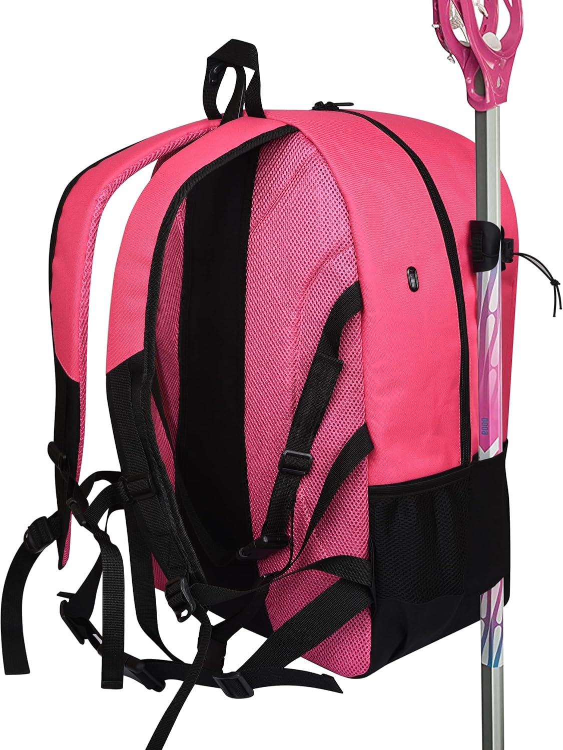 Exxact Sports Lacrosse Bag with Two Stick Holders, and Separate Cleats Compartment | Field Hockey Equipment Bag | Lacrosse Bag Backpack | Field Hockey Bags | Lacrosse Stick Bag | Youth & Adult (Pink) : Sports & Outdoors