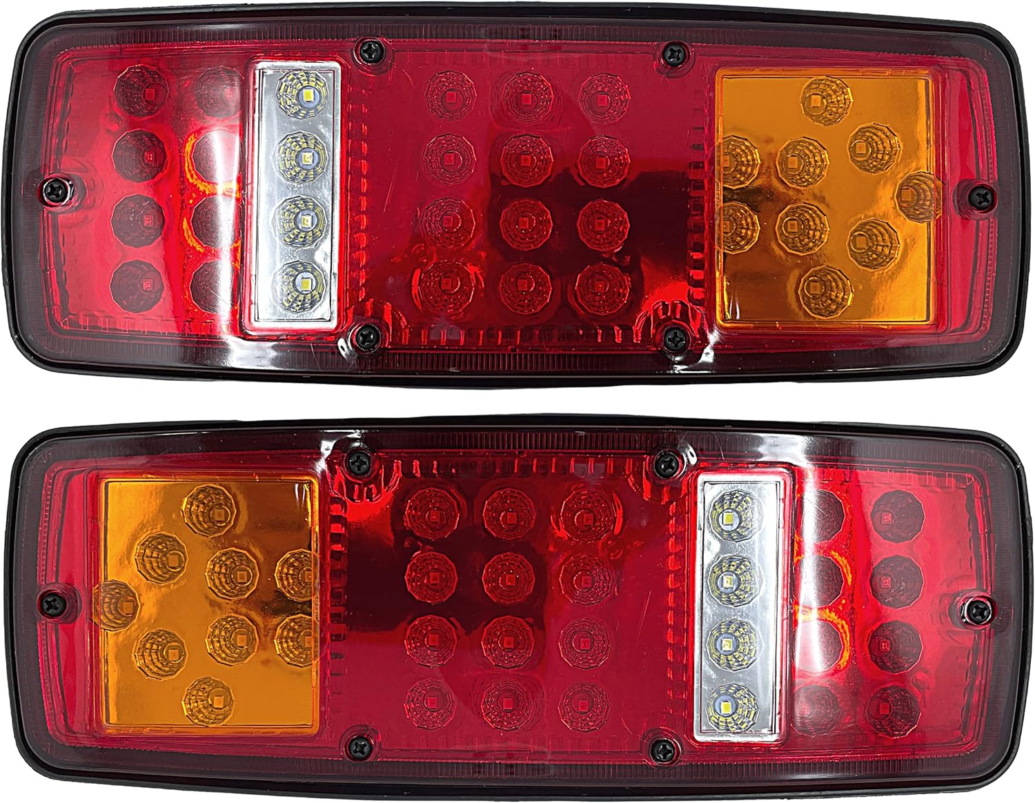 All Star Truck Parts] 33 LED Truck Rectangle 3 Color Tail Light Bar Waterproof Turn Signal Brake Reverse Running Taillight for Truck Boat Trailer Pickup RV Camper UTV UTE Vans (2PCS) 12V
