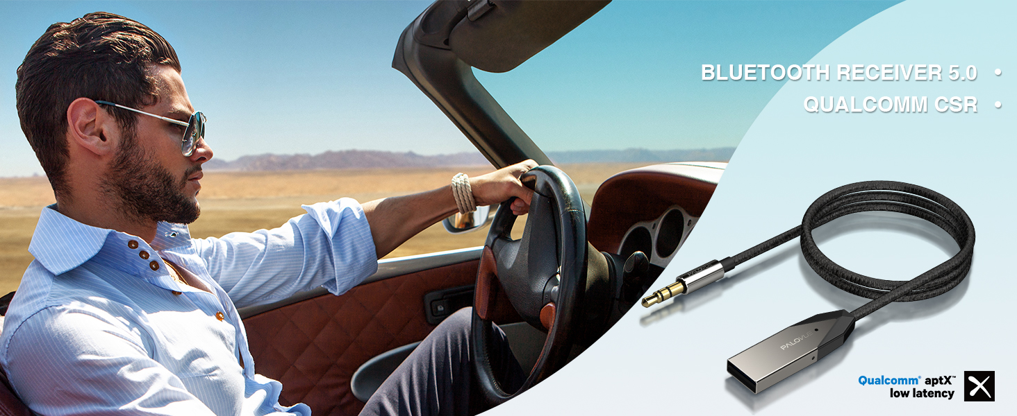 PALOVUE Bluetooth Aux Adapter, Audio Car Kit USB Adaptor with 3.5
