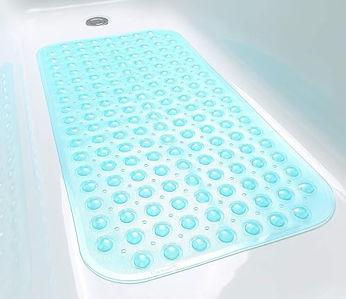 Miniatura 90 de Tapete grande antideslizante para bañera y ducha de 31 x 16 pulgadas (solo bañeras suaves/sin textura), seguro, limpio, lavable a máquina, agarre y