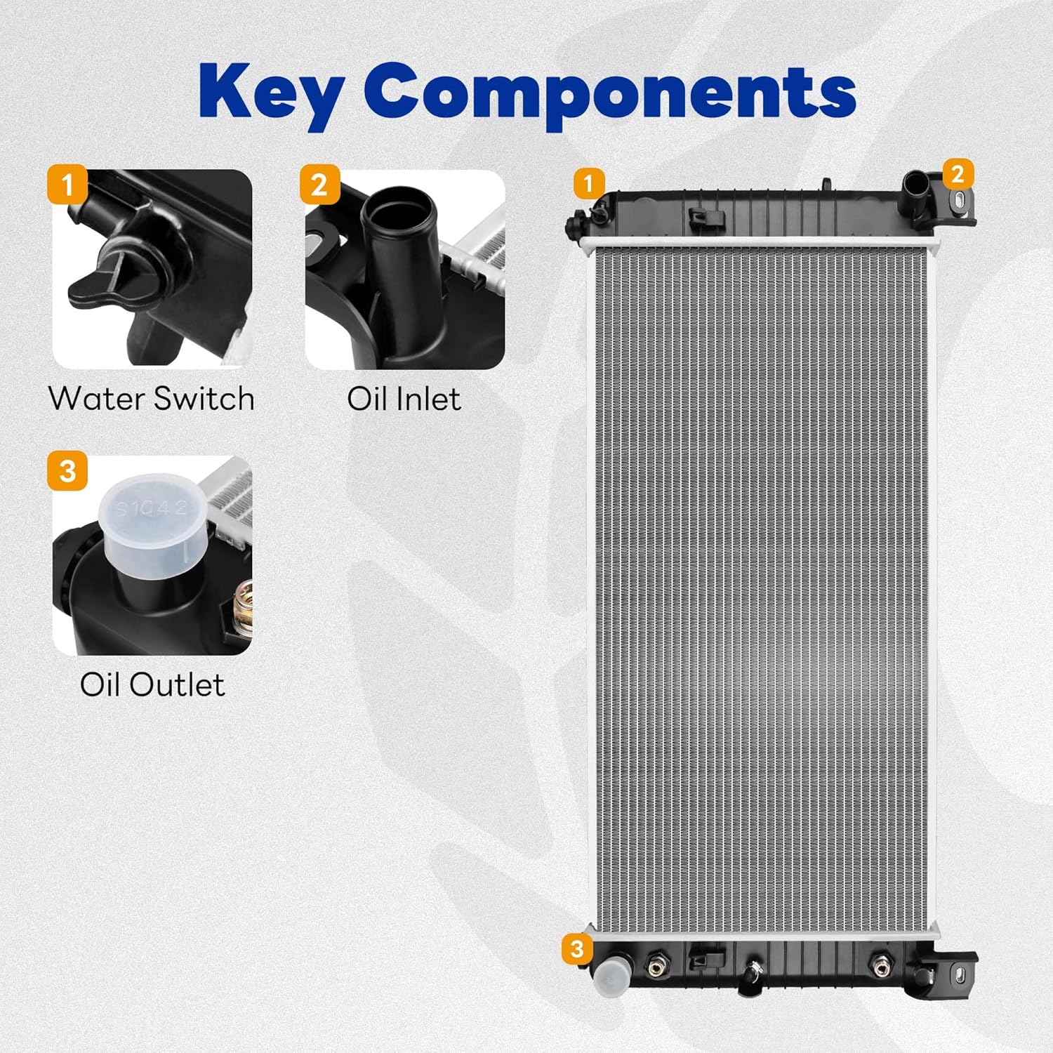 34" Radiator Compatible with 99-13 Chevy Silverado 1500 2500, 2000-2014 Suburban Tahoe, Fit for 2002-2013 Cadillac Escalade Avalanche, Fit for 1999-2014 GMC Yukon Sierra With TOC w/o EOC