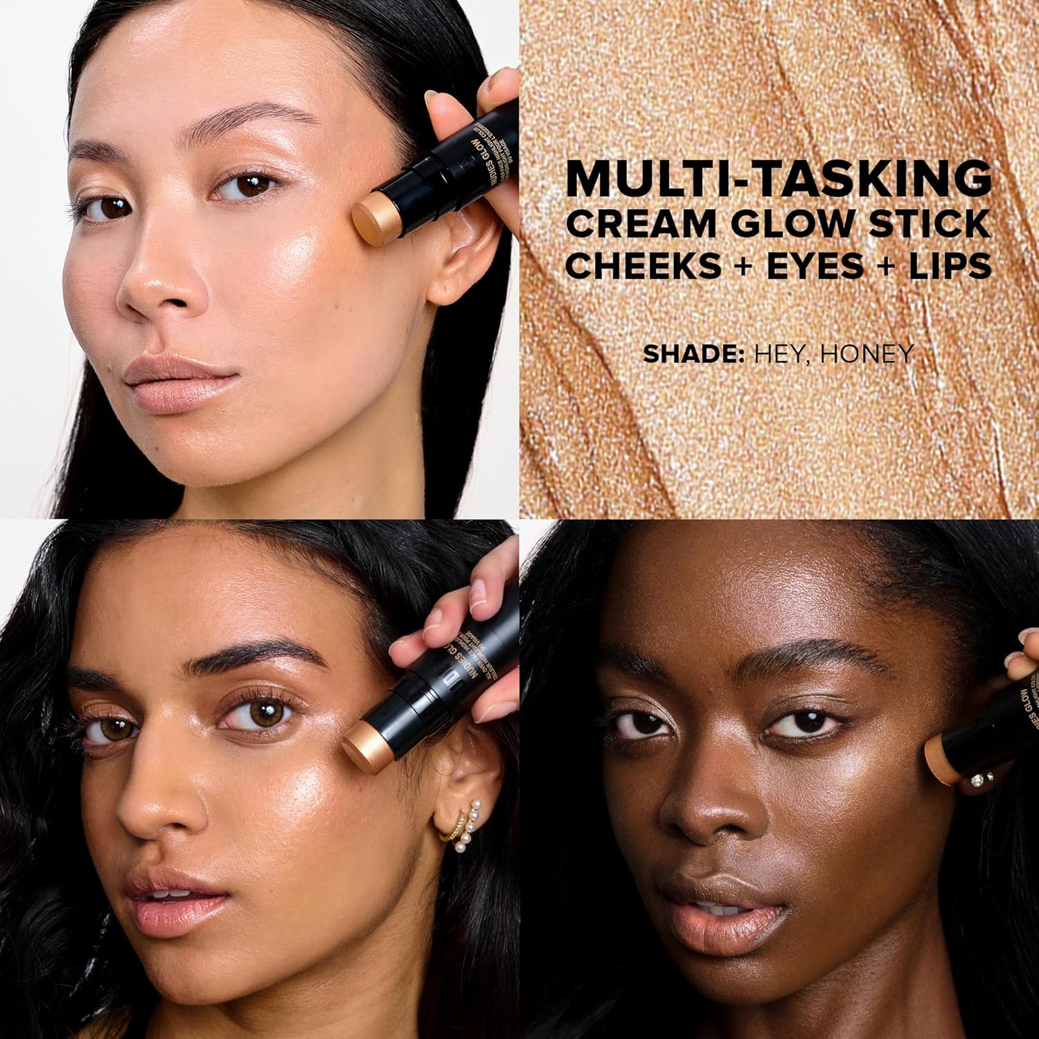 Nudestix Nudies Glow Highlighter Stick – Multi-Use Cream Highlighter for Cheeks, Eyes & Body with Built-In Brush | Dewy, Radiant Finish | Clean, Vegan & Travel-Friendly Makeup - Image 3